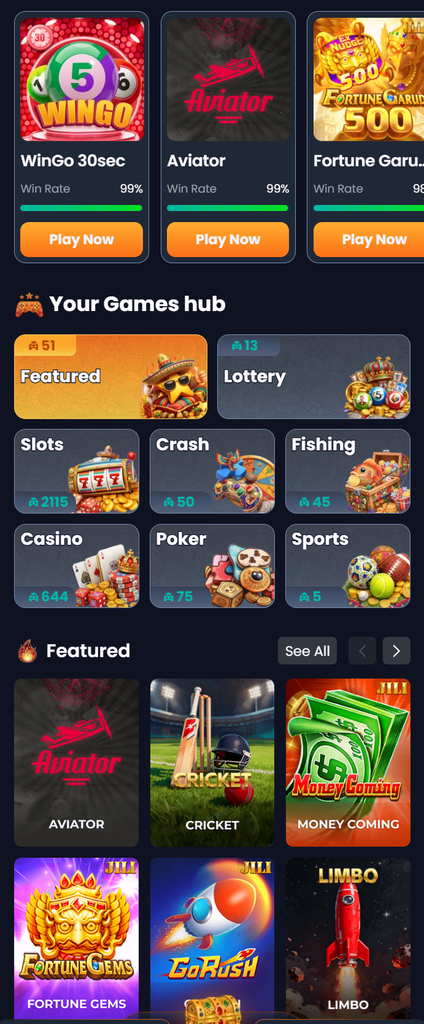 Maan Win Home Screen Dashboard Overview