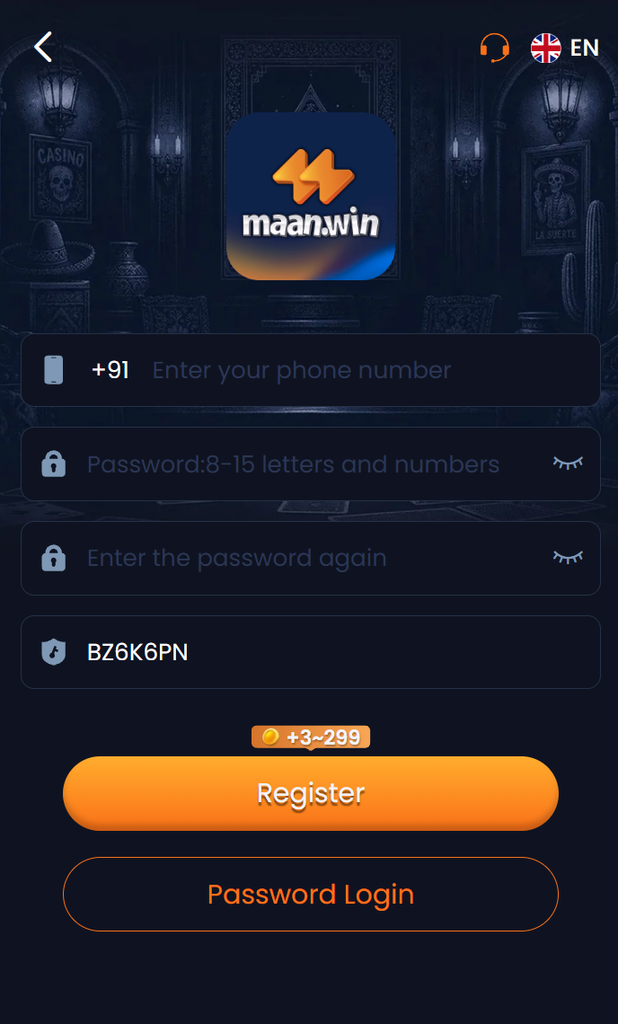 Maan Win Account Sign Up and Registration Screen Guide